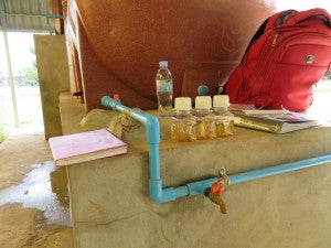 CBT analyzing raw water from water tank after BioSand filtration and before storage